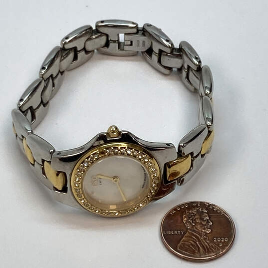 Womens Swiss 100506 Two-Tone Rhinestone Quartz Movement Wristwatch 54.4g image number 3