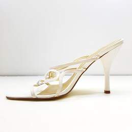 Nina White Leather Rhinestone Sandal Pump Heels Shoes Size 9.5 M alternative image
