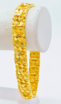 Stunning 14K Yellow Gold Chunky Textured Panel Bracelet 50.7g alternative image