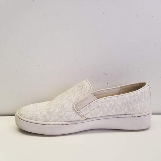 Michael Kors Keaton Signature White Canvas Slip On Sneakers Shoes Women's Size 7 M image number 2