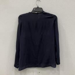 Womens Blue Long Sleeve V-Neck 1/2 Zip Fashionable Blouse Top Size Small alternative image