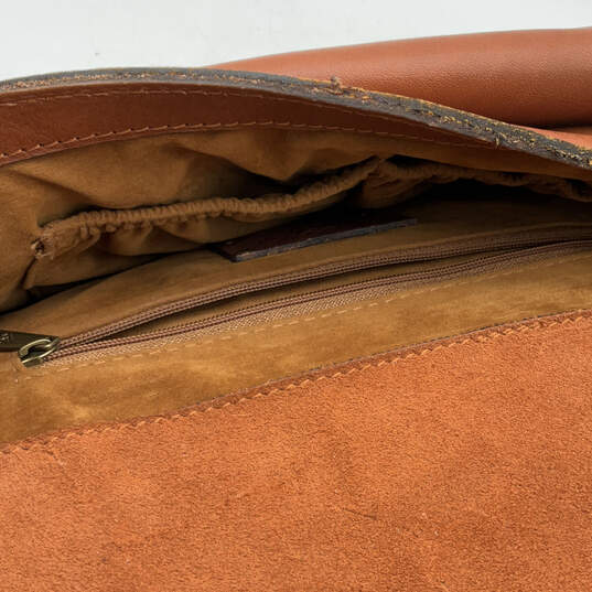 Womens Brown Leather Inner Zip Pocket Adjustable Strap Snap Crossbody Bag image number 5