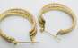Elegant 14k Tri Gold Textured Hoop Earrings 4.5g image number 2