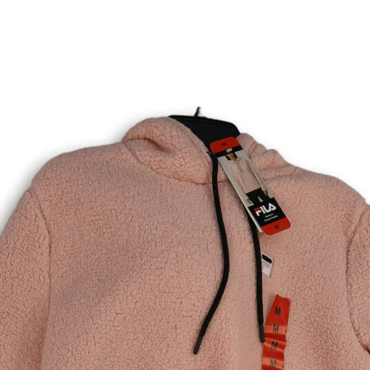 NWT Womens Pink Long Sleeve Sherpa Pullover Hoodie Size Medium image number 3
