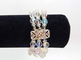 Vintage Aurora Borealis Crystal Multi Strand Necklaces Bracelet & Clip On Earrings 144.4g