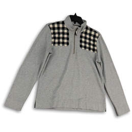 Womens Gray Mock Neck Long Sleeve 1/4 Zip Pullover Sweatshirt Size S