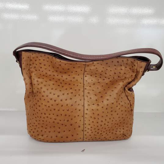 Buy the Donald J. Pliner Ostrich Embossed Leather Hobo Handbag