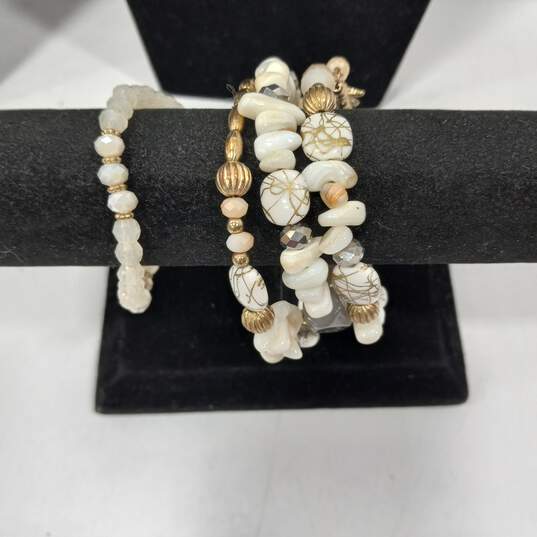 Bundle of Assorted Beaded White Costume Jewelry image number 3