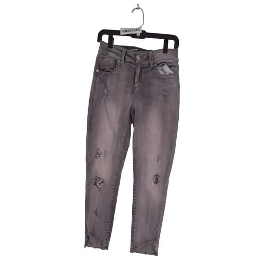 Buy the Womens Grey Distressed Ripped 5-Pockets Zip Skinny Jeans Size 8 |  GoodwillFinds