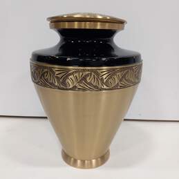 Crescent Memorial Gold And Black Metal Urn Made In India