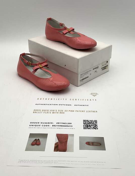 GUCCI Kid's Size 33 Patent Pink Leather Ballet Flats With Box image number 1