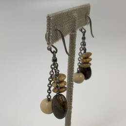 Designer Silpda Sterling Silver Fish Hook Brown Stone Dangle Earrings alternative image