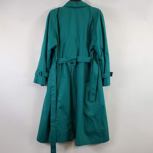 London Fog Women Teal Trench Coat Sz 14R image number 2
