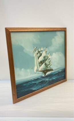 Sailing Ship Oil on canvas by Jackson Signed. Framed alternative image