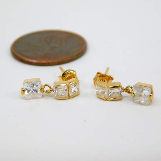 14K Gold Cubic Zirconia Dangle Charm Post Earrings 1.3g image number 5