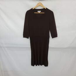 St. John Sport Vintage Brown Wool Blend Knit Sheath Dress WM Size P