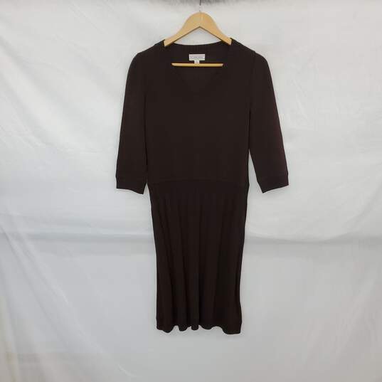 St. John Sport Vintage Brown Wool Blend Knit Sheath Dress WM Size P image number 1