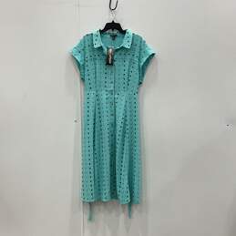 NWT Nina Leonard Womens Multicolor Short Sleeve Long Midi Shirt Dress Size XL