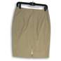 NWT Womens Tan Flat Front Knee Length Back Zip Straight & Pencil Skirt Size 4 image number 2