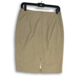 NWT Womens Tan Flat Front Knee Length Back Zip Straight & Pencil Skirt Size 4 alternative image