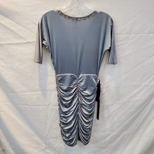 Bebe Speak Easy Glam V-Neck Jeweled Silver Dress Women's Size XS NWT image number 2