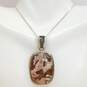 Artisan 925 Sterling Silver Crazy Lace Agate Pendant On Box Chain Necklace 18.1g image number 2