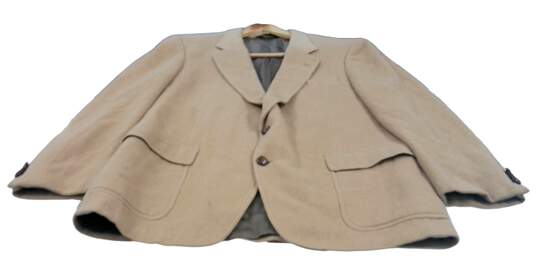 Neil Martin Mens Khaki Camel Hair Long Sleeve Notch Lapel Blazer Jacket Size 44R image number 4