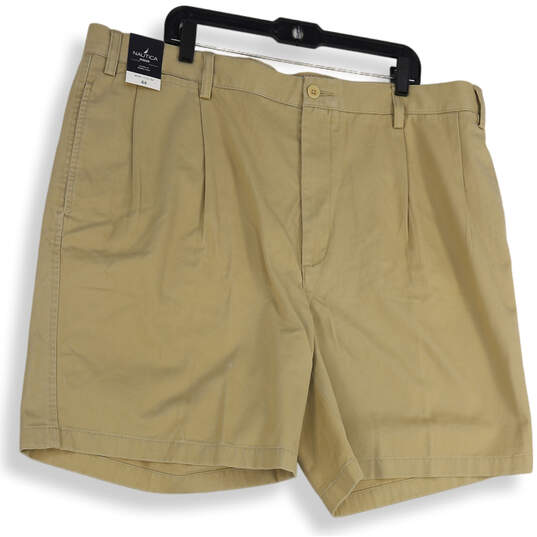 NWT Mens Beige Flat Front Pleated Pockets Regular Fit Chino Shorts Size 44 image number 1
