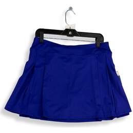 Tommy Bahama Womens Blue Pleated Side Zip Short A-Line Skirt Size Large