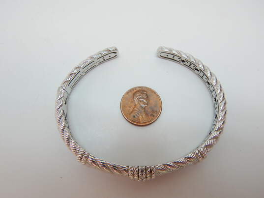 Judith Ripka 925 Sterling Silver CZ Accent Rope Chain Cuff Bracelet 26.4g image number 3
