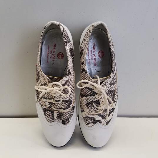 Marc Joseph White Montrose Golf Snakeskin Print Leather Lace Up Oxford Shoes Women's Size 7.5 B image number 2