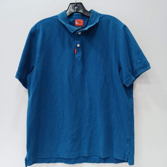 Nike Polo Dri-fit Blue Polo Shirt Men's Size L image number 1
