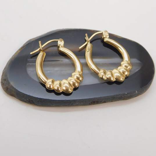 14K Yellow Gold Oblong Hoop Earrings 1.2g image number 3