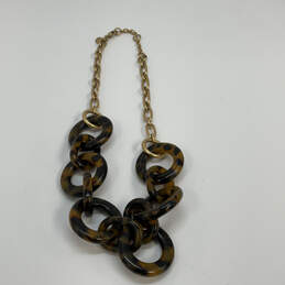 Designer J. Crew Gold-Tone Tortoise Acrylic Circular Link Chain Necklace alternative image