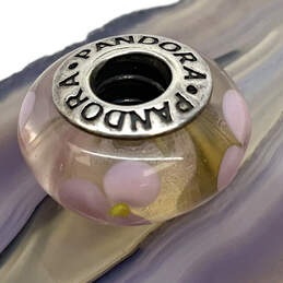 Designer Pandora 925 ALE Sterling Silver Floral Pink Glass Beaded Charm