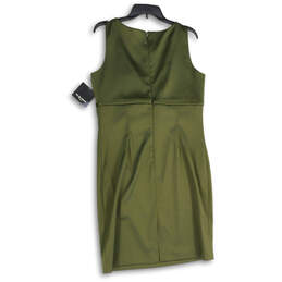 NWT Womens Green Round Neck Sleeveless Back Zip Shift Dress Size 14