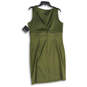 NWT Womens Green Round Neck Sleeveless Back Zip Shift Dress Size 14 image number 1