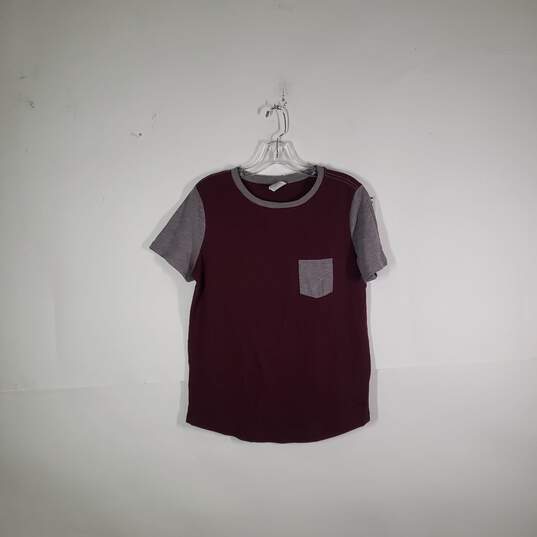 Womens Short Sleeve Chest Pocket Round Neck Pullover T-Shirt Medium image number 1