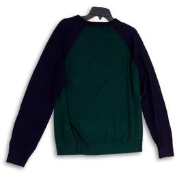 Mens Green Blue Raglan Long Sleeve Crew Neck Pullover Sweater Size Large alternative image