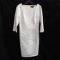 White House Black Market Women's White Ribbed Sheath Dress Size 8 image number 1