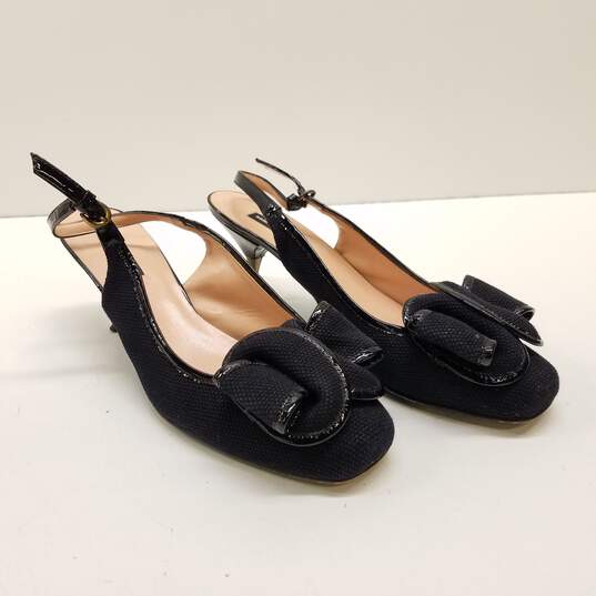 Nanette Lepore Fabric Bow Slingback Heels Black 9.5 image number 3