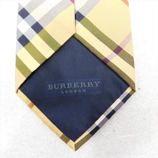 BURBERRY London Men's Yellow House Check Silk Necktie Tie with COA image number 6