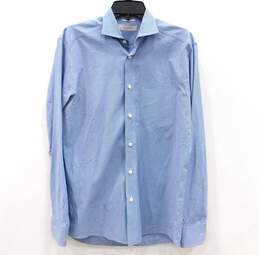 Ermenegildo Zegna Long Sleeve Men's Dress Shirt Blue Size M with COA
