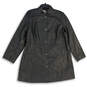 Womens Black Leather Studded Long Sleeve Button Front Jacket Size Large image number 1