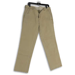 NWT Mens Beige Flat Front Pockets Straight Leg Chino Pants Size 32X32