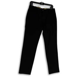 NWT Mens Black Cotton Flat Front Slash Pockets Stretch Khaki Pants Sz 31x30
