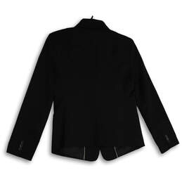Womens Black Notch Lapel Single Breasted Two Button Blazer Size 10 Petite alternative image