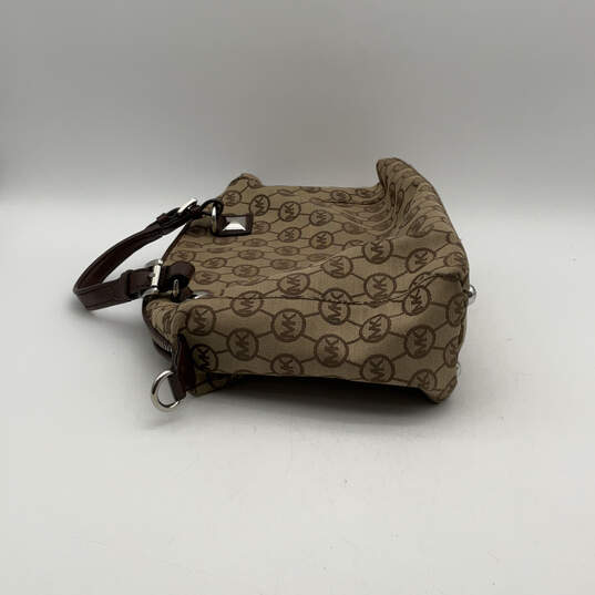 Womens Brown Monogram Inner Outer Pocket Double Handle Handbag Purse image number 3
