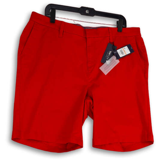 NWT Womens Red Hollywood Flat Front Pockets Regular Fit Chino Shorts Sz 14W image number 1