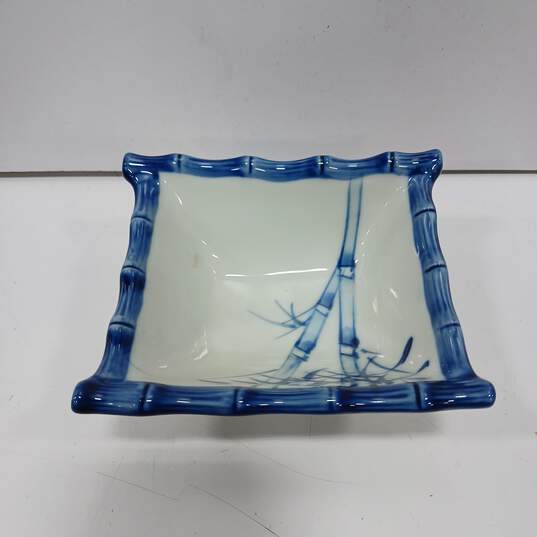 9PC Porcelain White & Blue Teapot & Cup Bundle image number 3